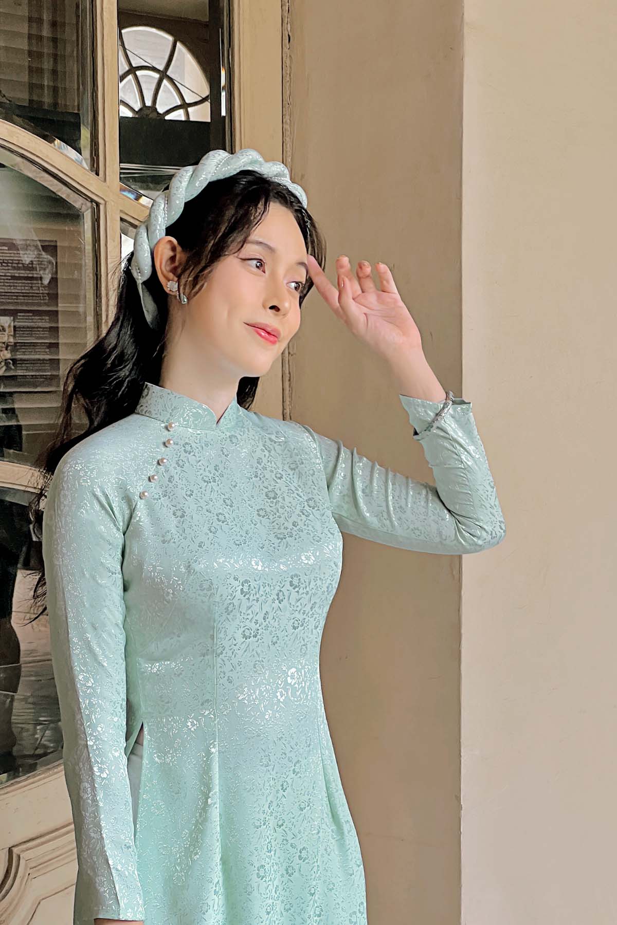 Áo dài Truyền thống Mai Cảnh - Xanh ngọc